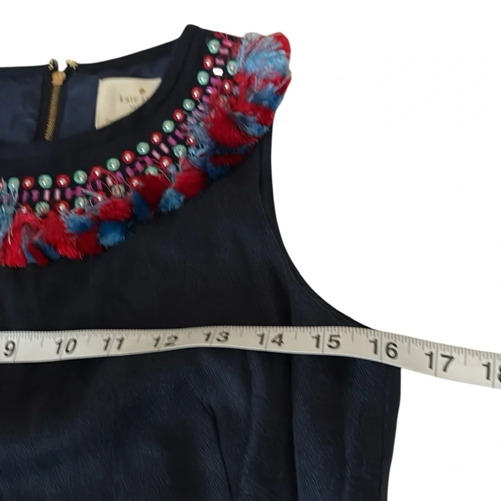 Kate Spade retail $498 New York Embroidered Tassel Beaded Dress Navy, 2